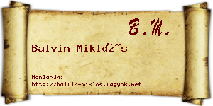 Balvin Miklós névjegykártya
